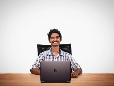 Digital avatar of P Nirmal Kishore with hacker aesthetic