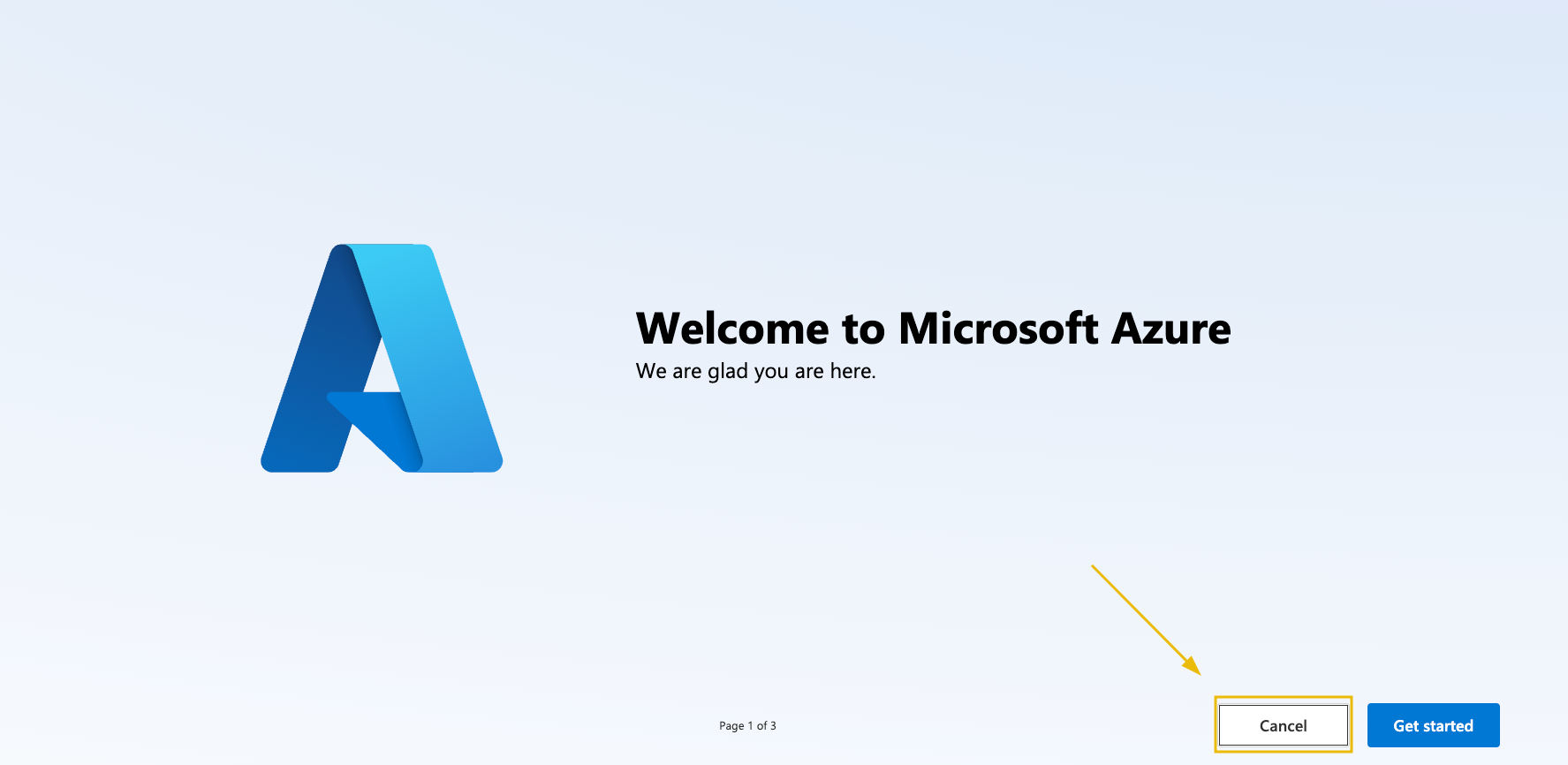 Skipping the Azure welcome banner.