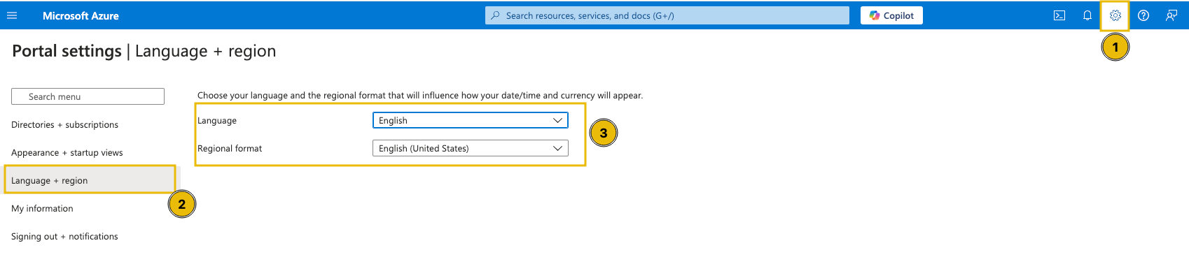 Configuring the language settings.