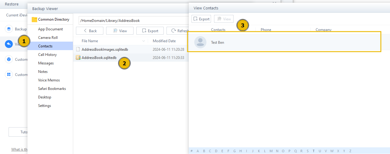 Listing the created backups in 3UTools.