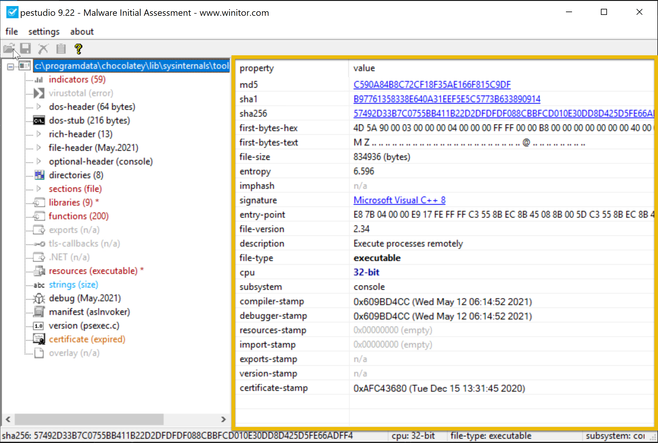 this image shows information about the certain file that you wish to examine.