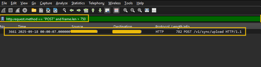 wireshark showing http traffic