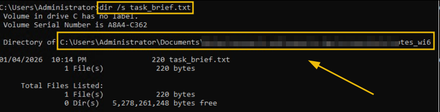 Shows the command to search for the files on the system