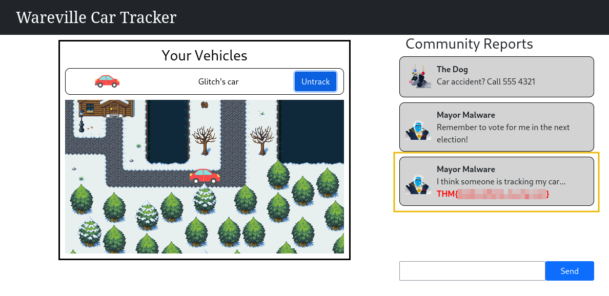 The manipulated request produces a new user being tracked via the community reports.