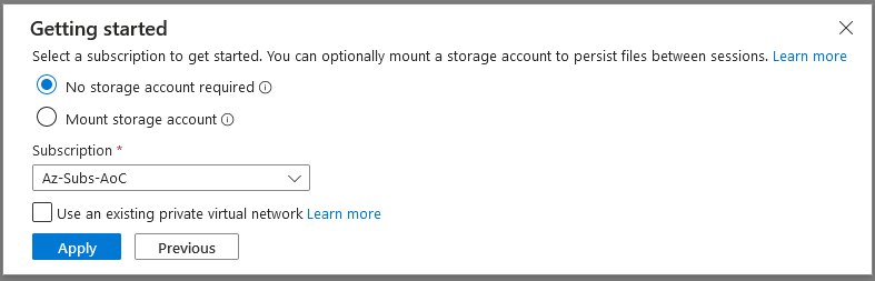 Getting started instructions for Azure Cloud Shell.