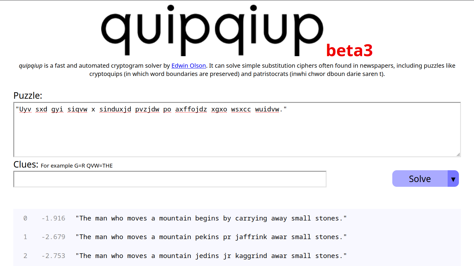 Screenshot of the quipquip website