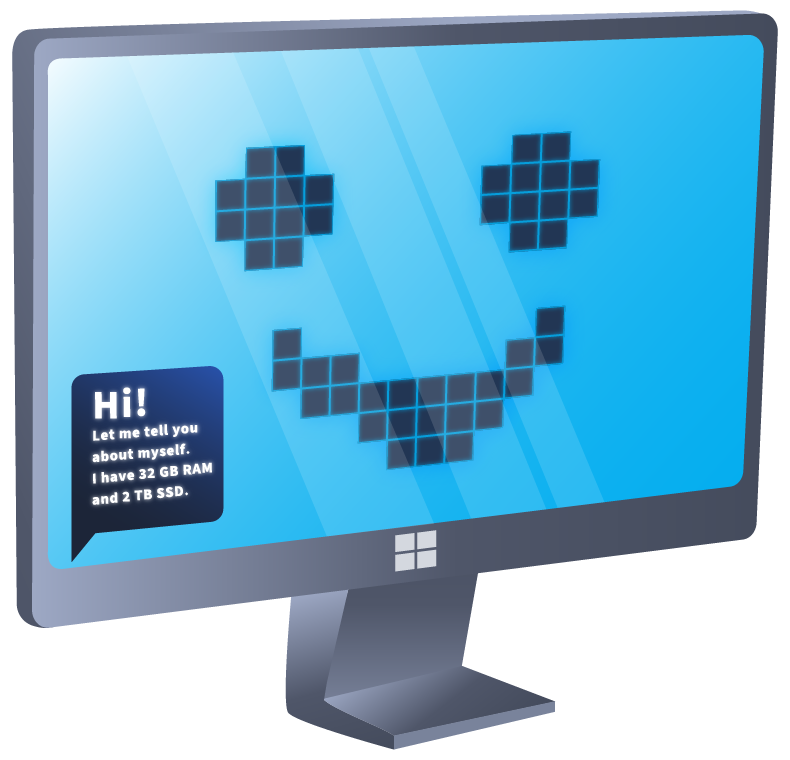 MS Windows computer screen saying Hi to the user.