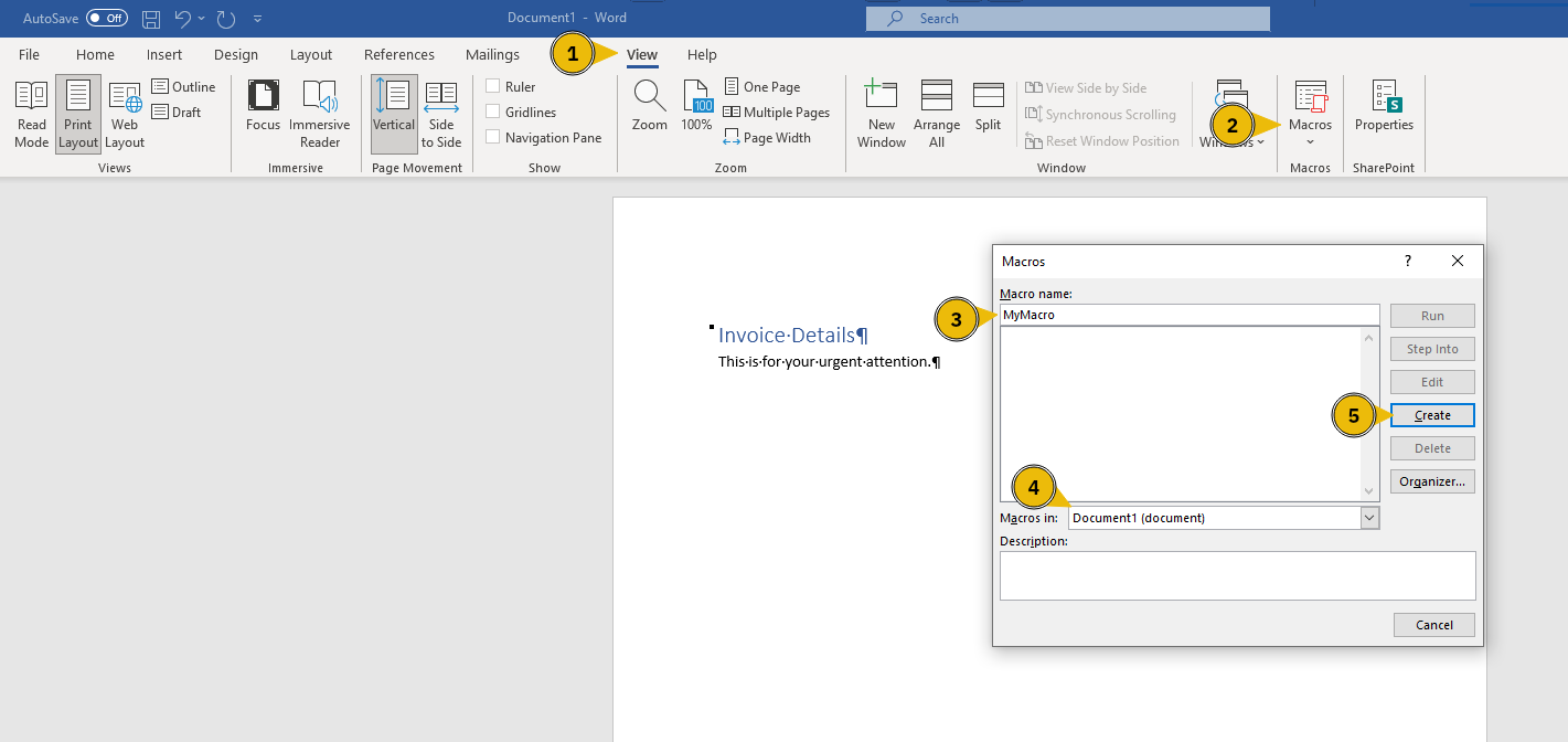 Adding a macro to an MS Word document