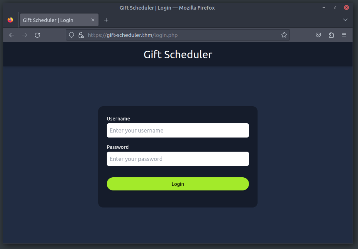 Website login page
