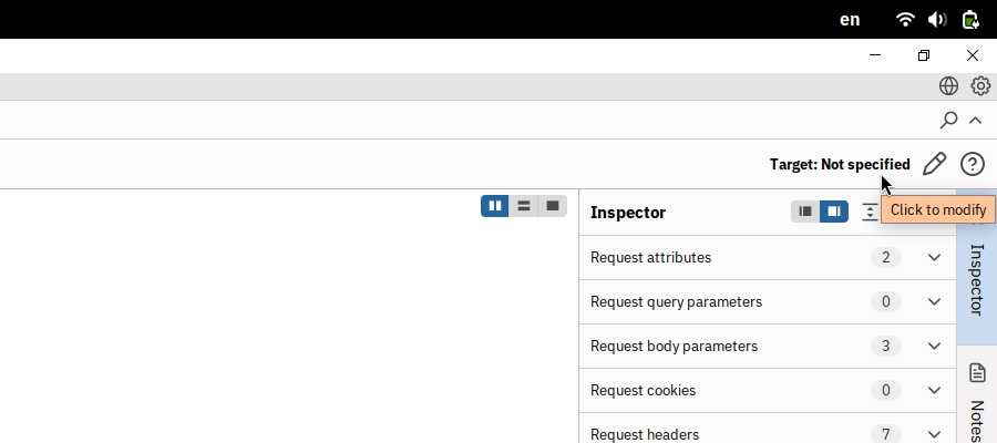 Click on Target Not specified to specify the target.