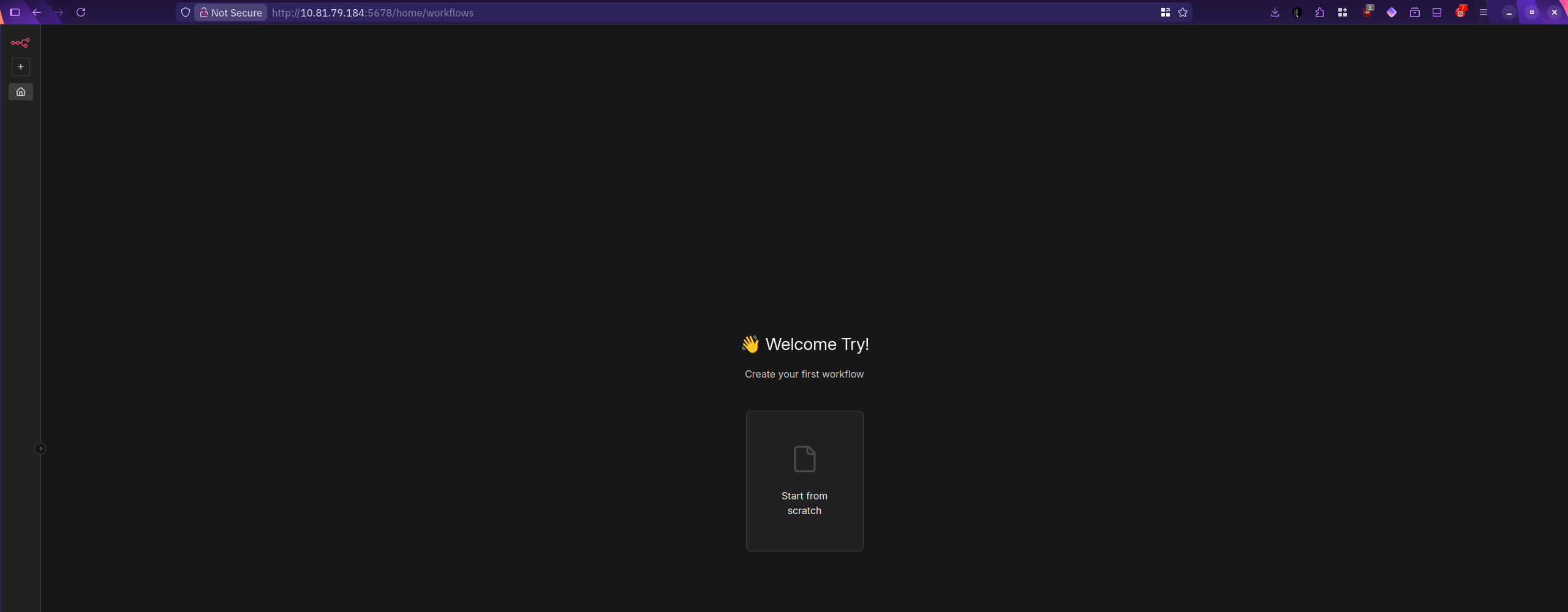 n8n showing Start from Scratch