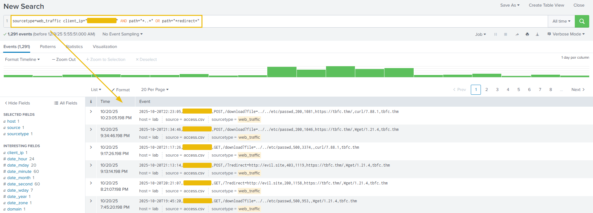 The image shows the vulnerability scaning attempts