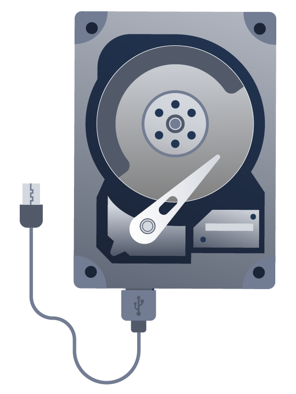 An illustration of a hard disk drive.