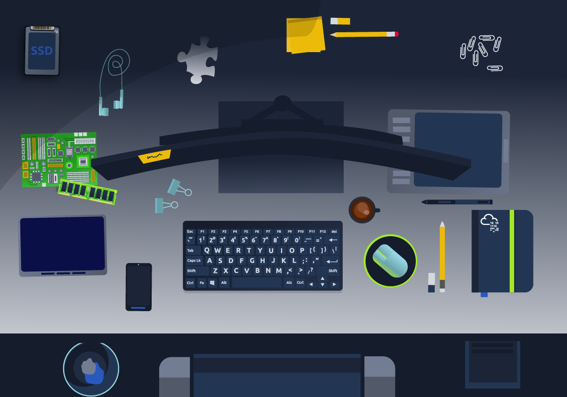 Image showing a representation of a forensic analyst's desk.