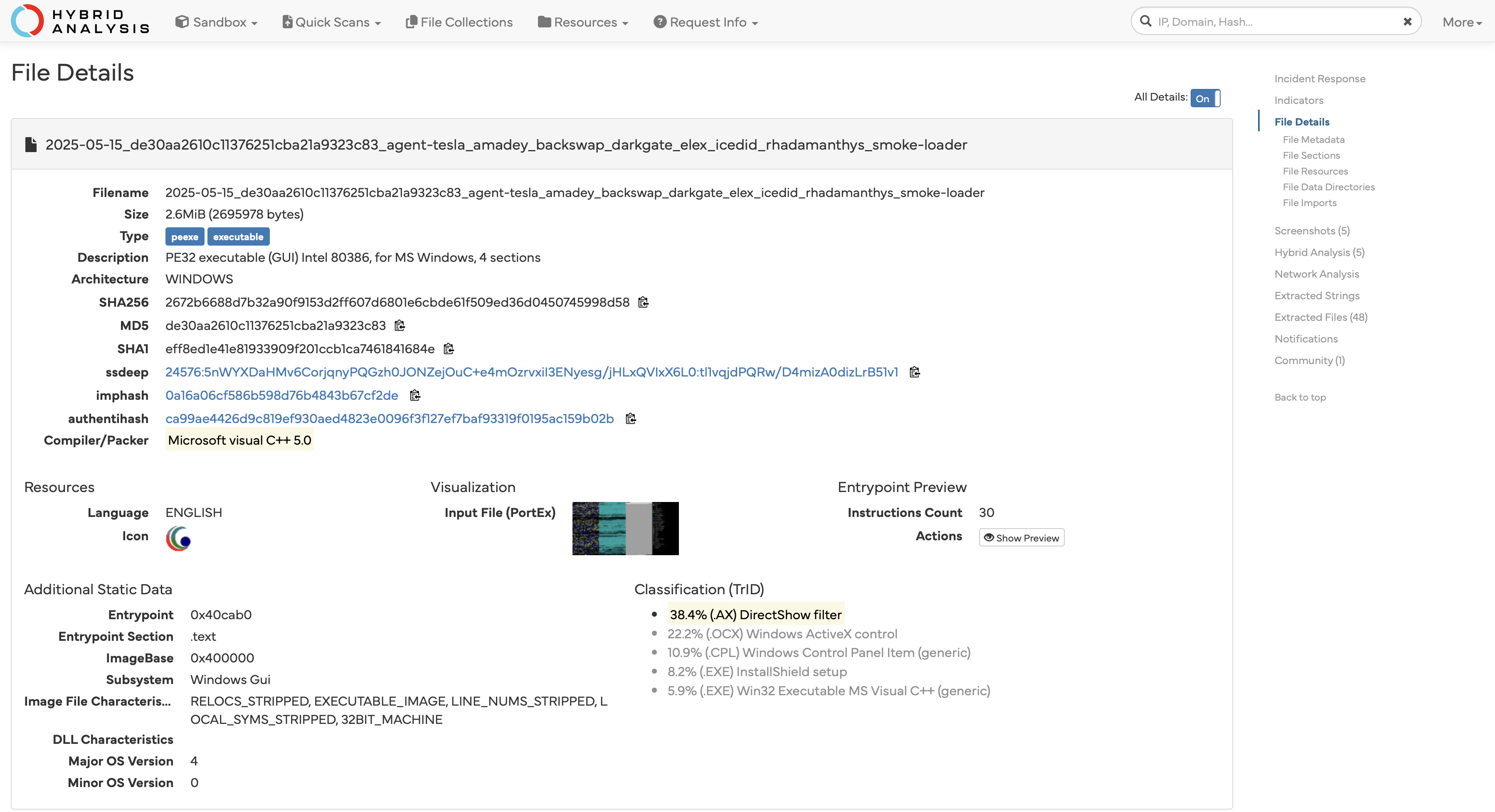 File details on HybridAnalysis report
