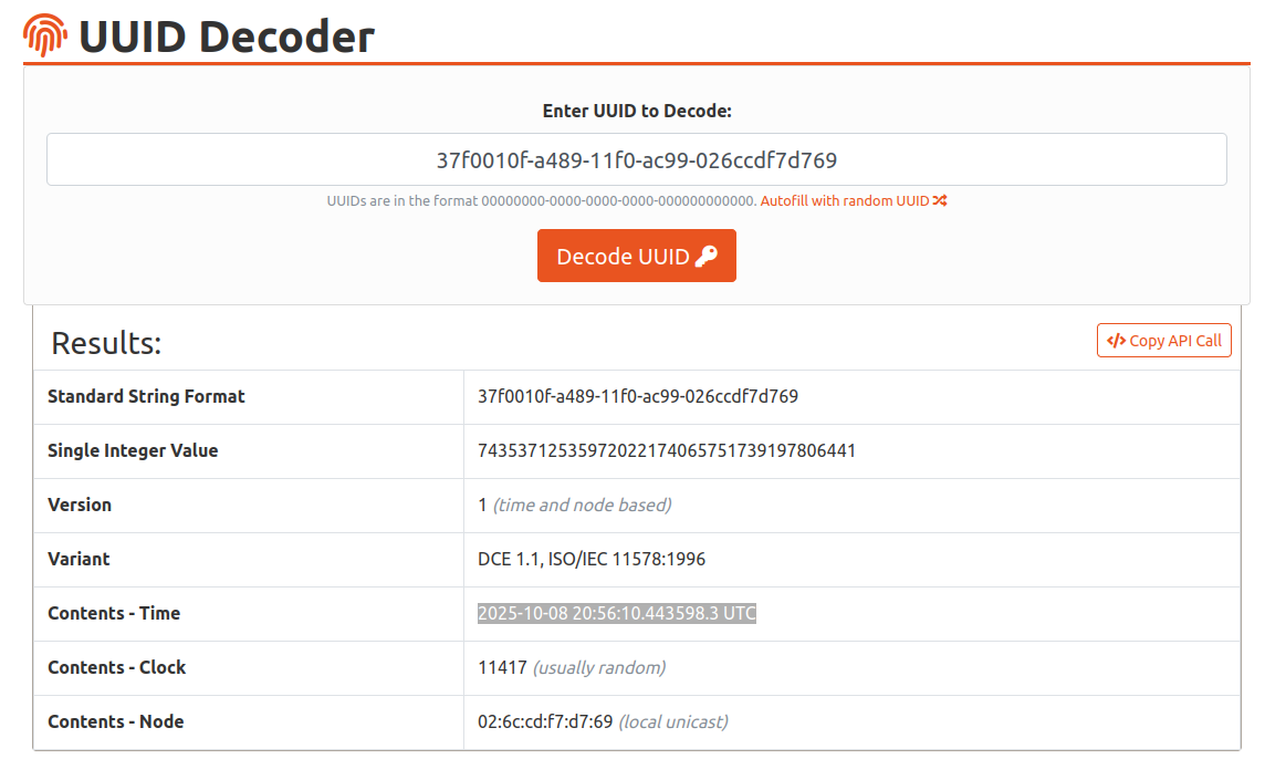 UUID decoder tool
