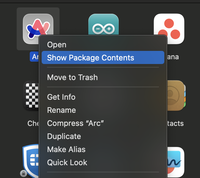 'Show Package Contents' option for applications