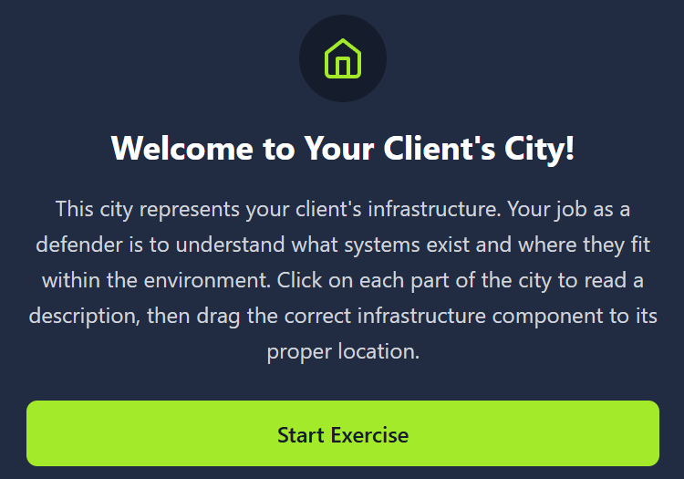 The first phase of the static site showing the exercise description and "Start Exercise" button.