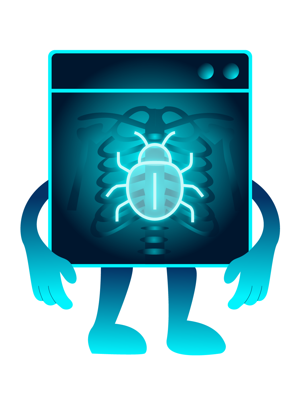 An application getting an X-ray, a depiction of identifying the vulnerability