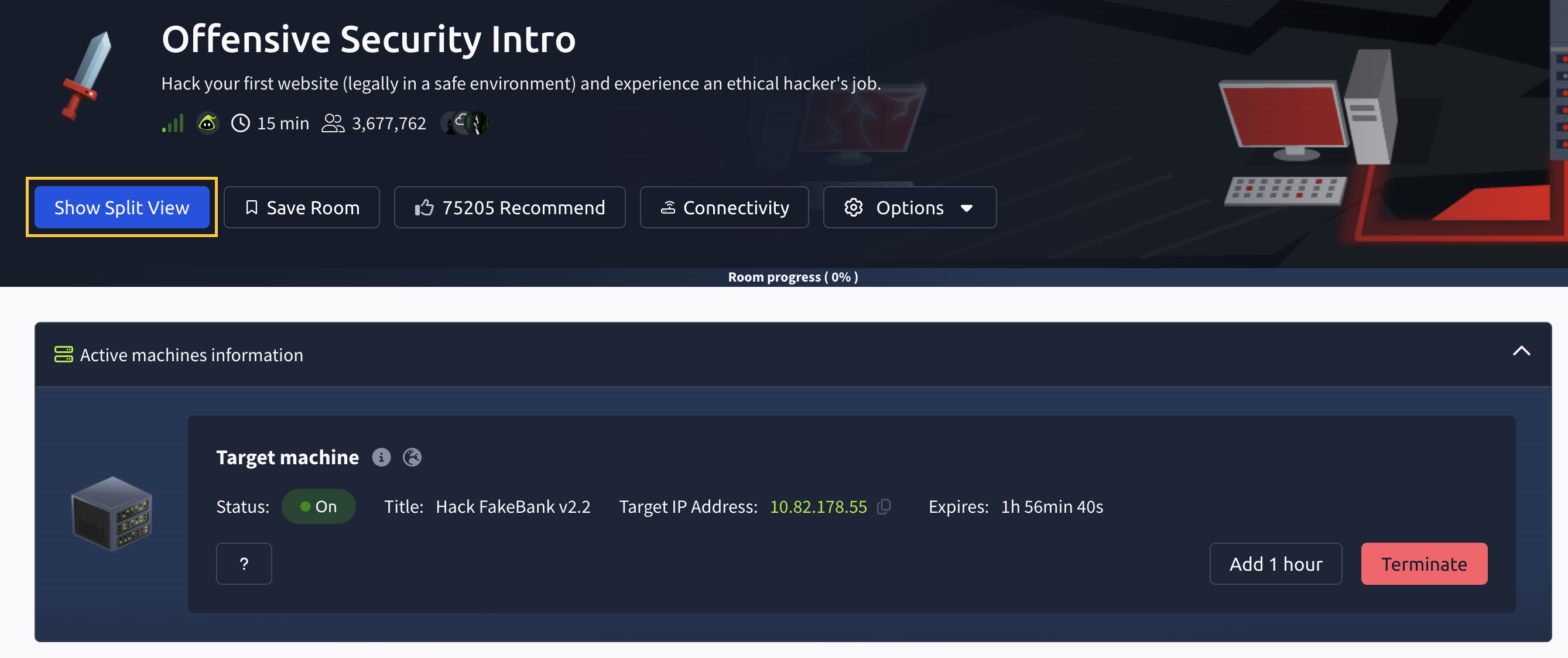 Showing location of Show Split View Button