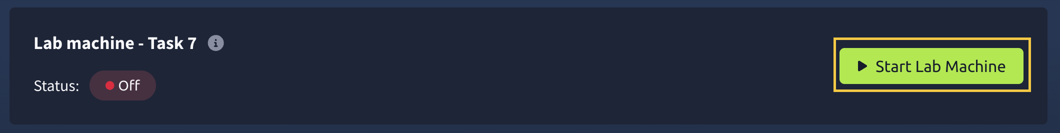 Start Machine button at the top of the task highlighted.