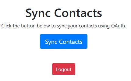 dashboard for syncing contacts to coffeeshopapp