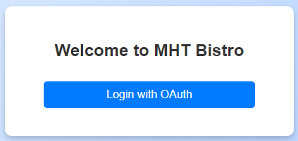 MHT Bistro login screen
