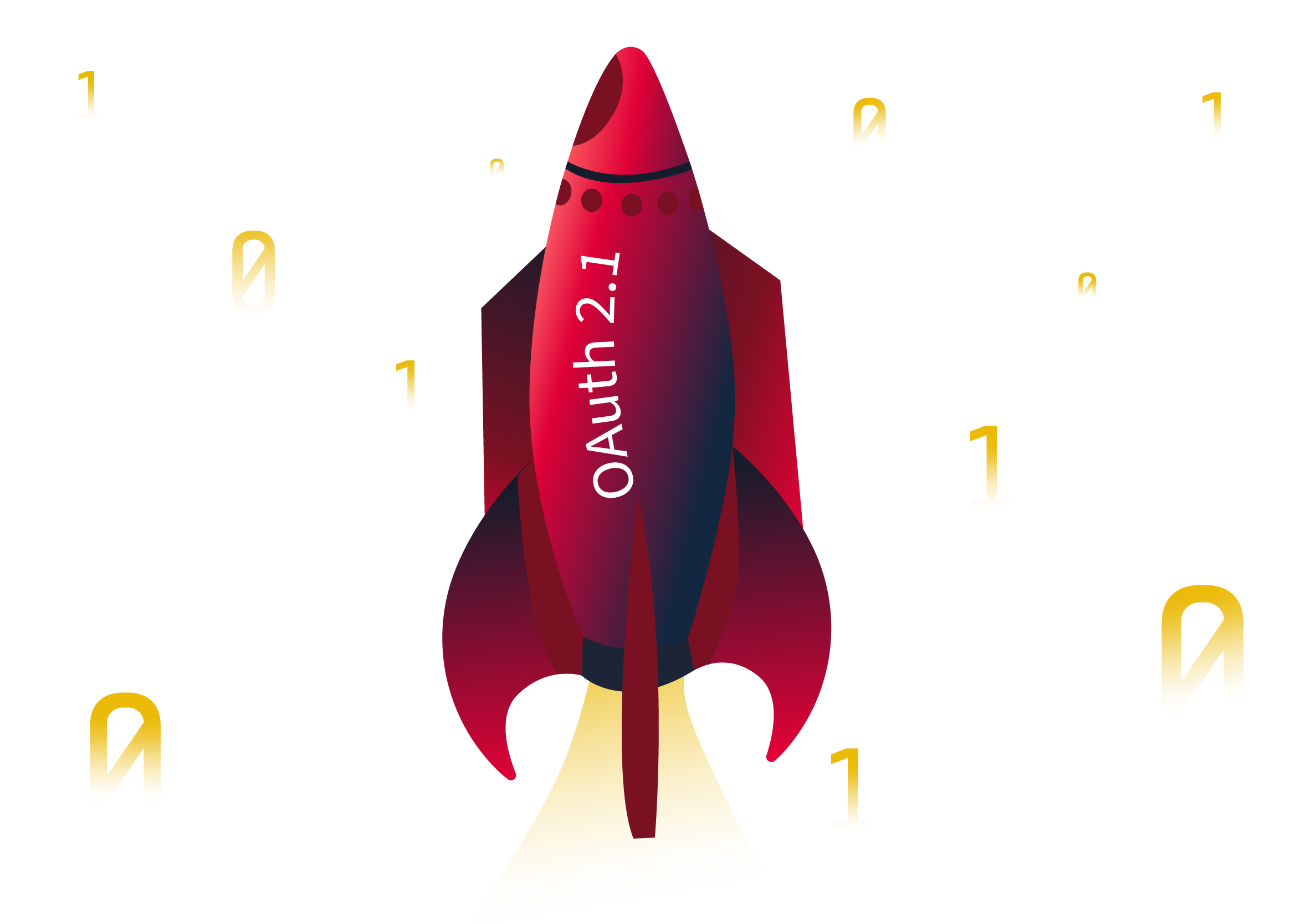 a rocket with Oauth 2.1 showing evolution of OAuth framework