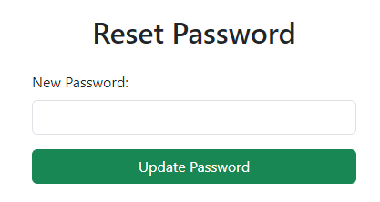 Reset password form.