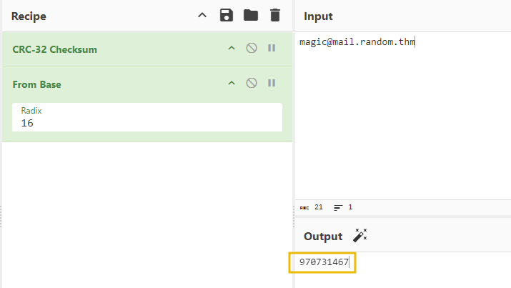CRC32 checksum calculation.