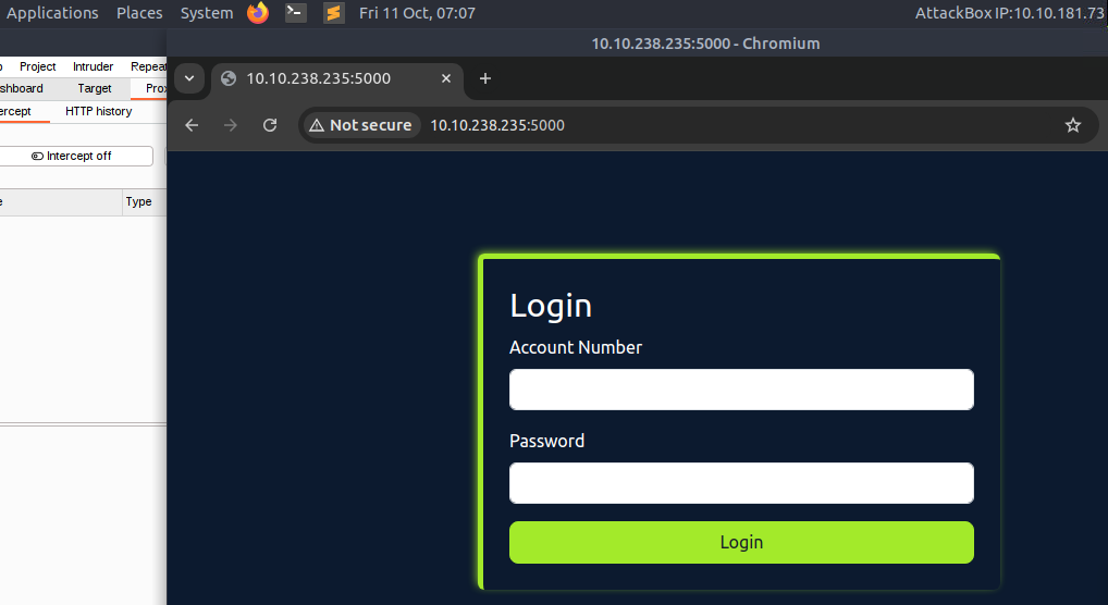 bank app login page