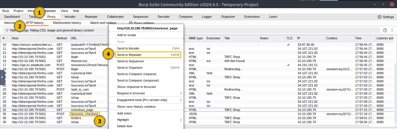 Sending Burp Suite with multiple requests.