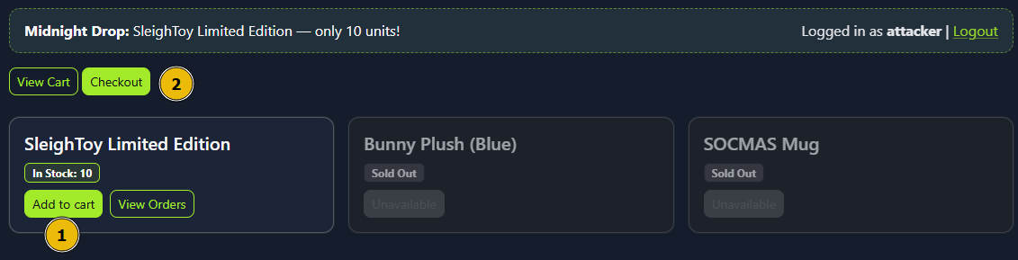 TBFC inventory page.