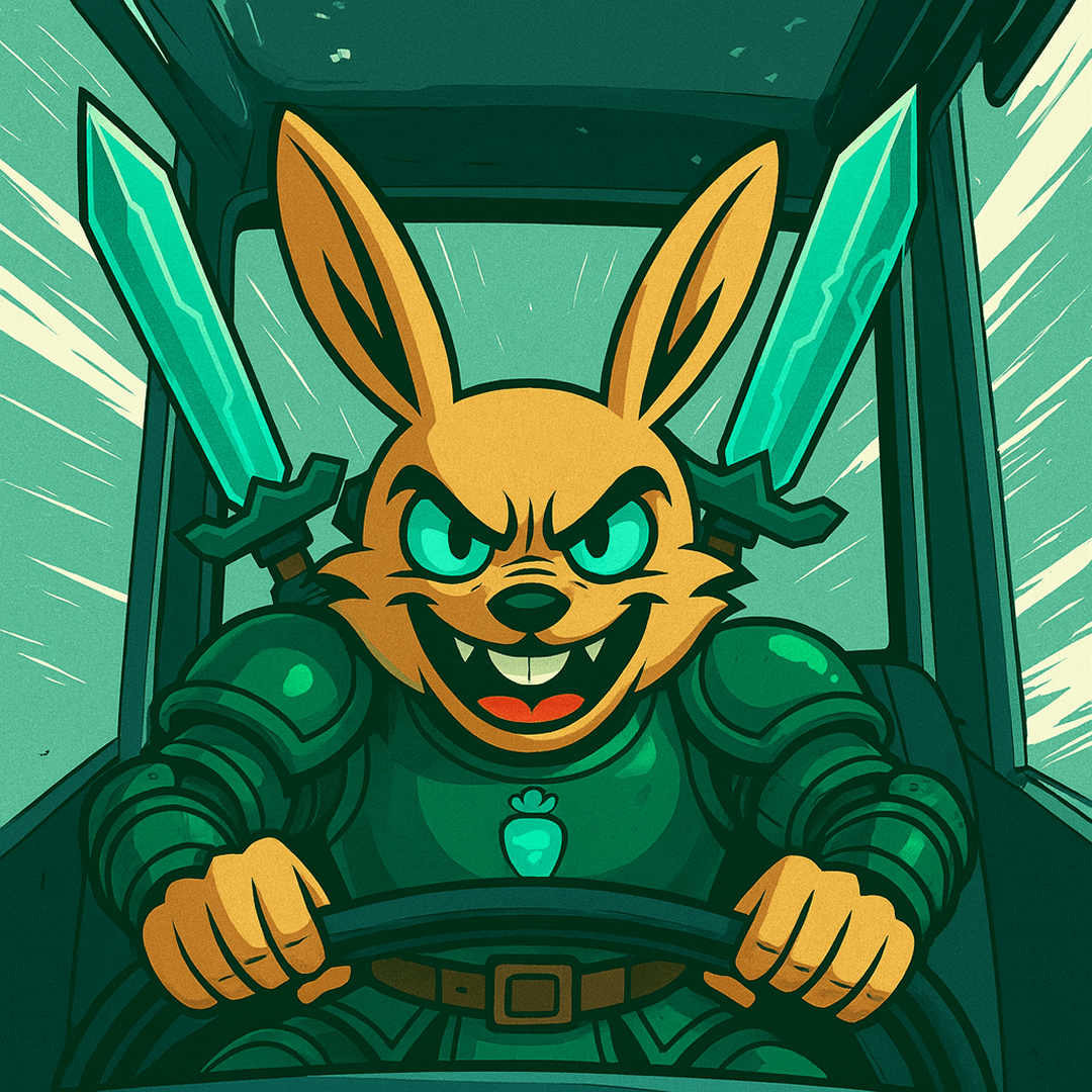 bunny character showing car racing.