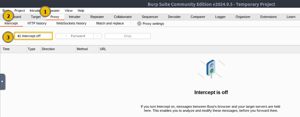 Turn off intercept option in Burp Suite.