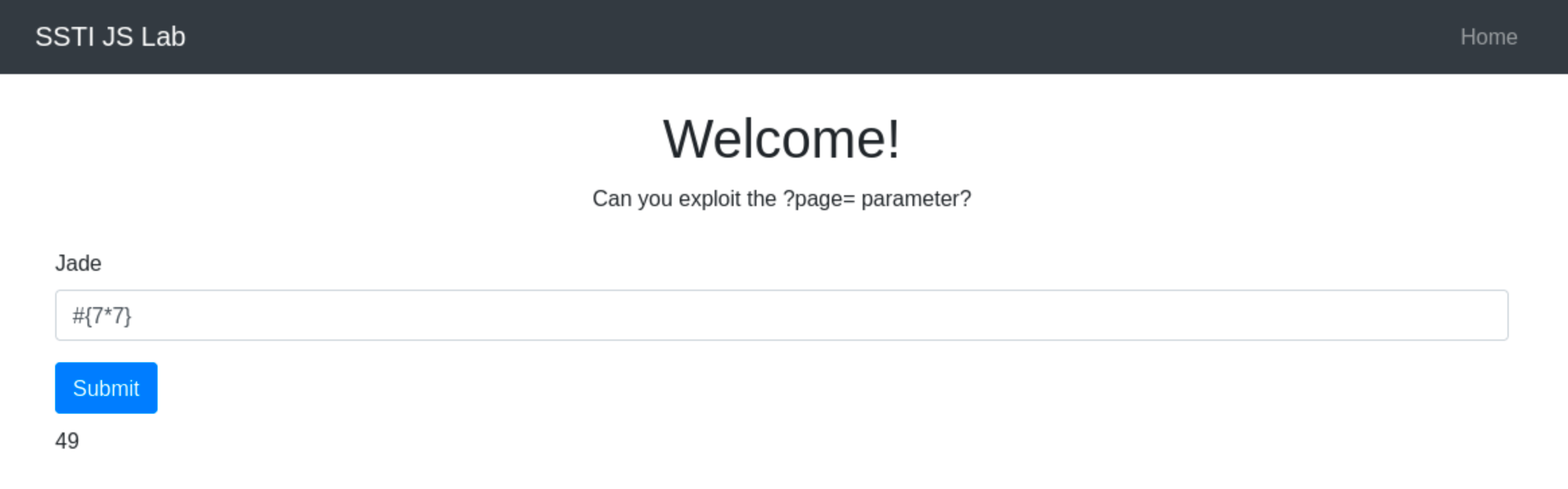 Output of the payload is 49