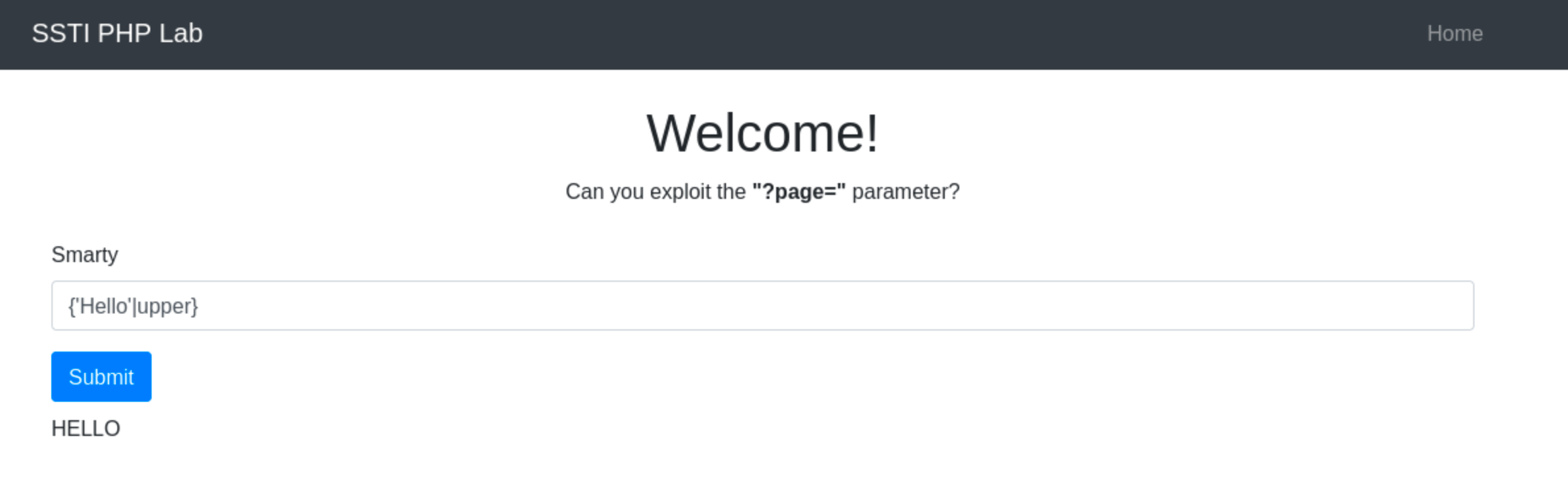 HELLO output using the above payload