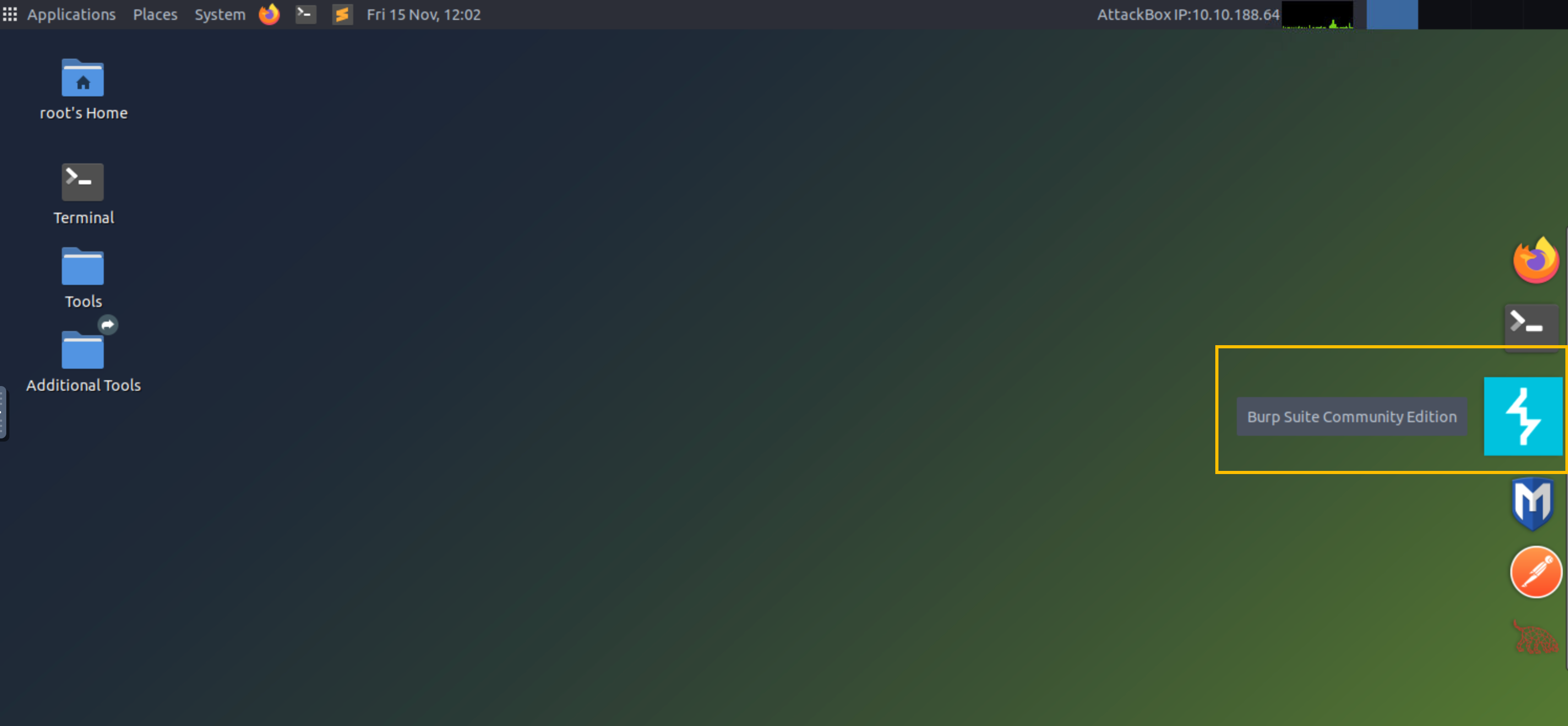 Opening Burp Suite on the AttackBox