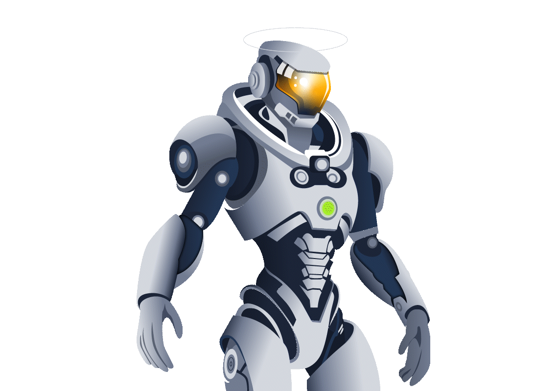A robot with speech bubbles having following text: 'Show me the failed logins,' 'Reveal the anomalies,' and 'Uncover the patterns.' The robot appears to be designed for cybersecurity or data analysis tasks."