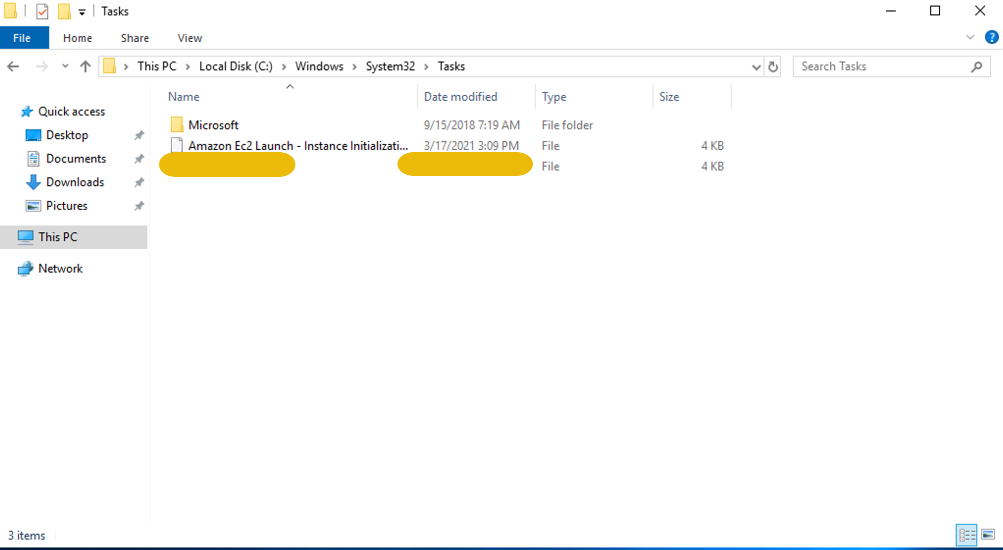 Attacker's scheduled task in the directory where these tasks are located.