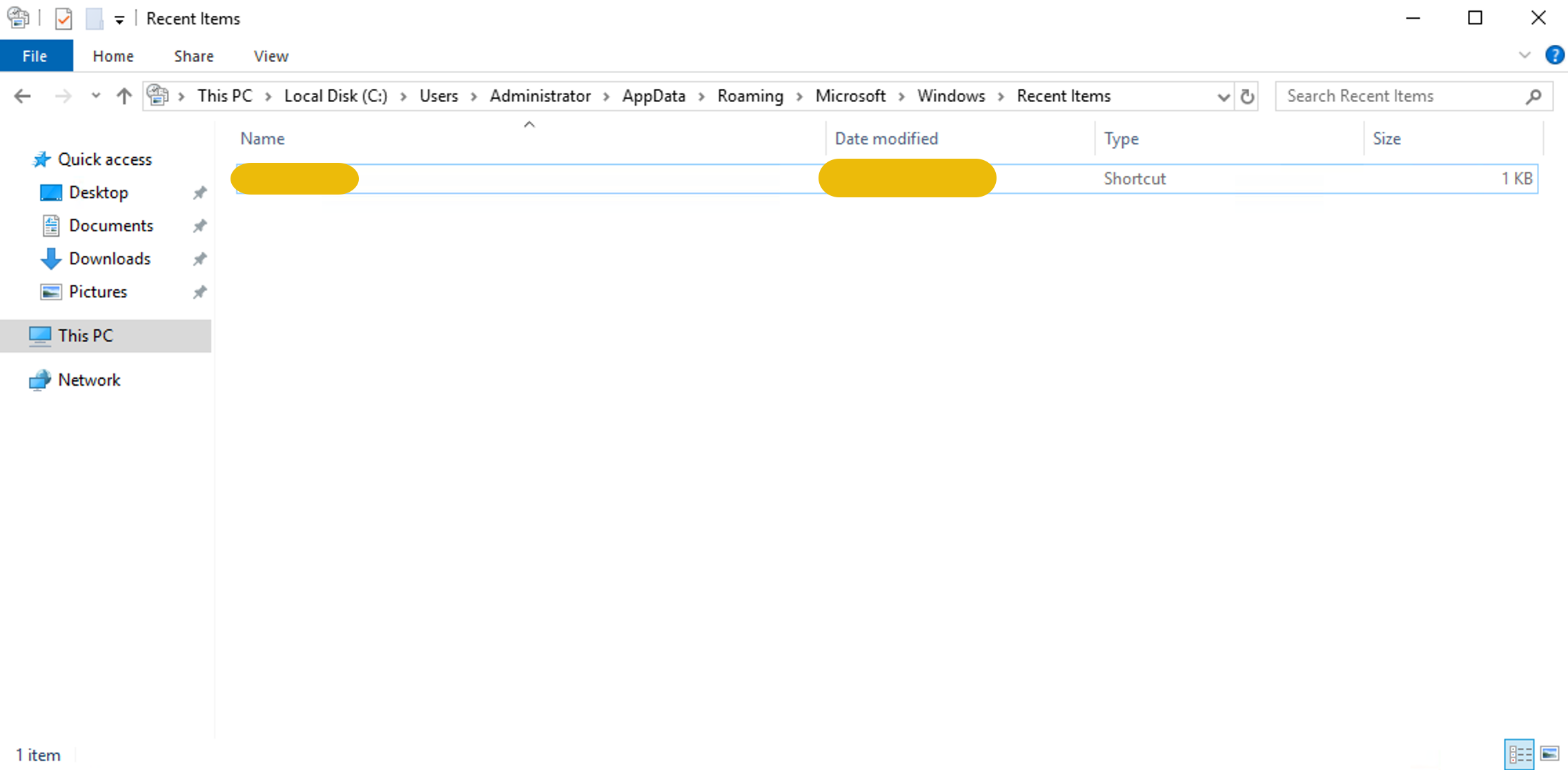 LNK files directory.