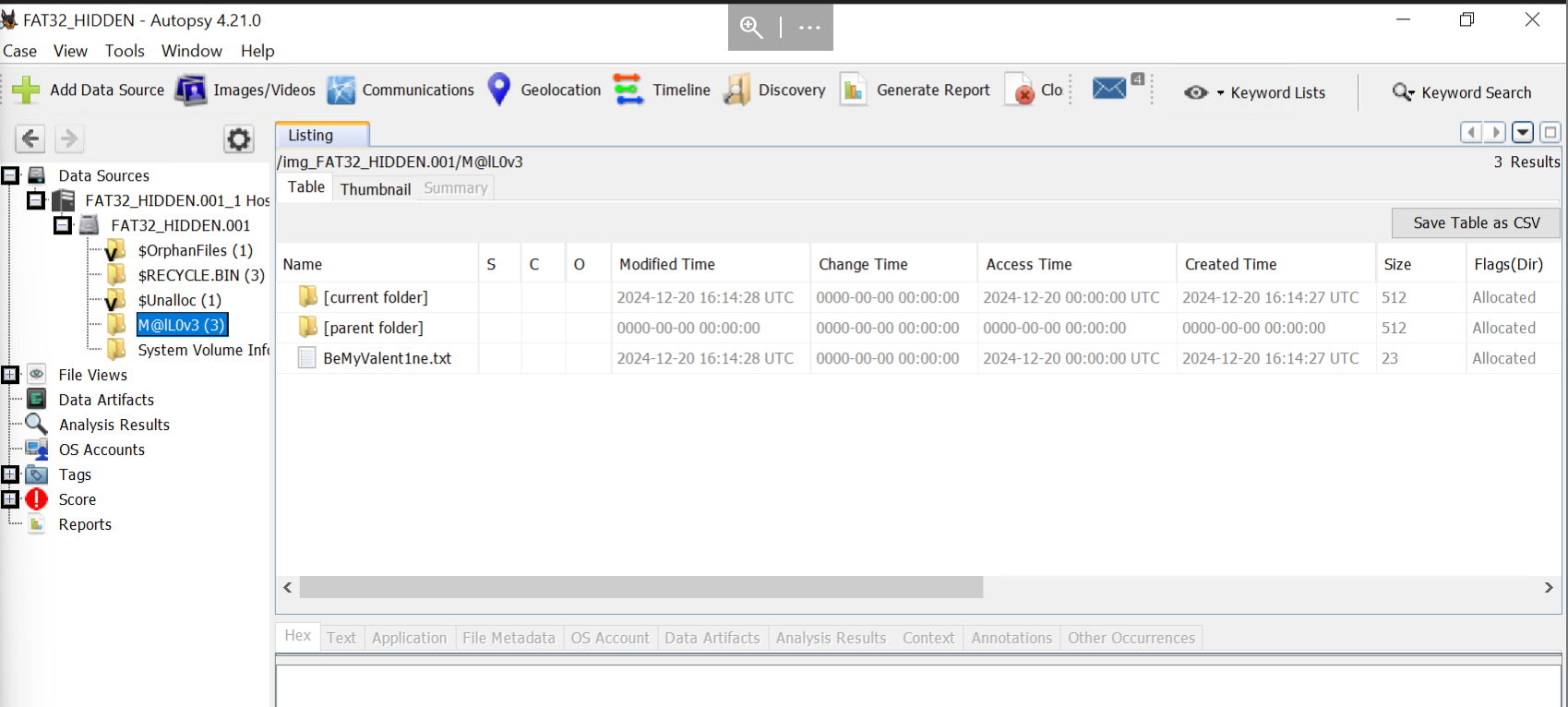 Autopsy: Main - Directory info - M@lL0v3
