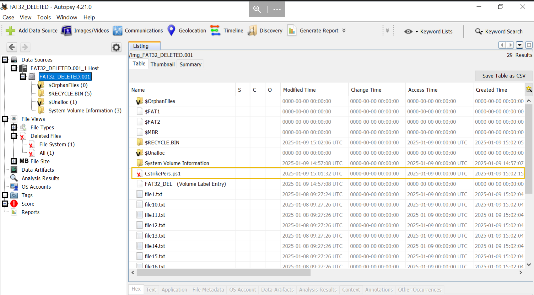 Autopsy: Main - Data Sources - Listing