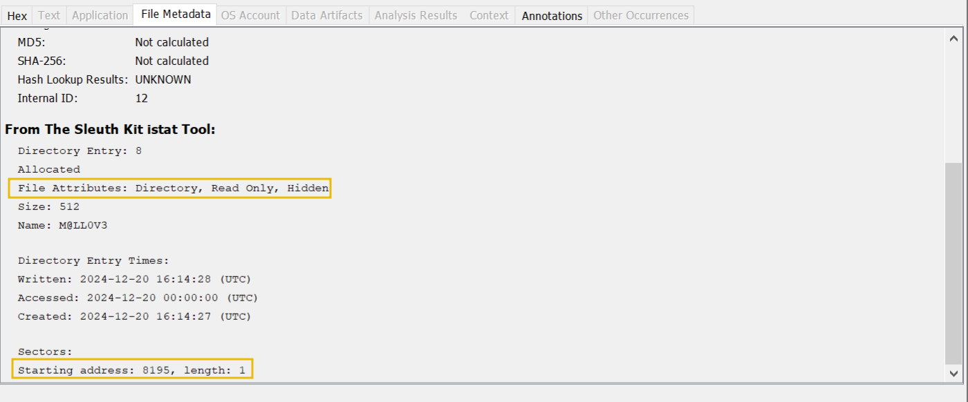 File Metadata of the M@LL0v3 directory