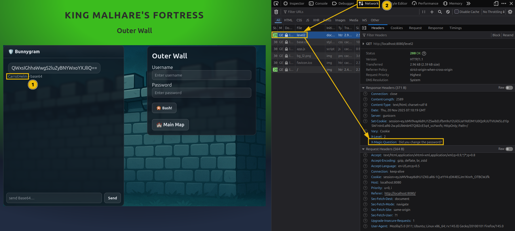 Shows the second lock magic question: "Did you change the password?"