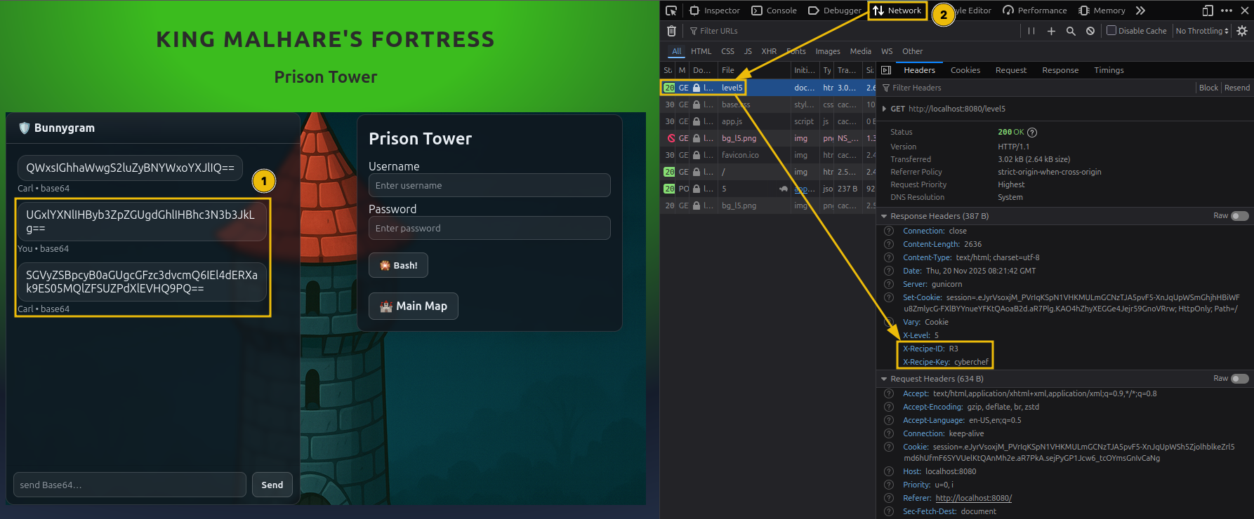 Shows the fifth lock login logic hint: to look at the recipe number